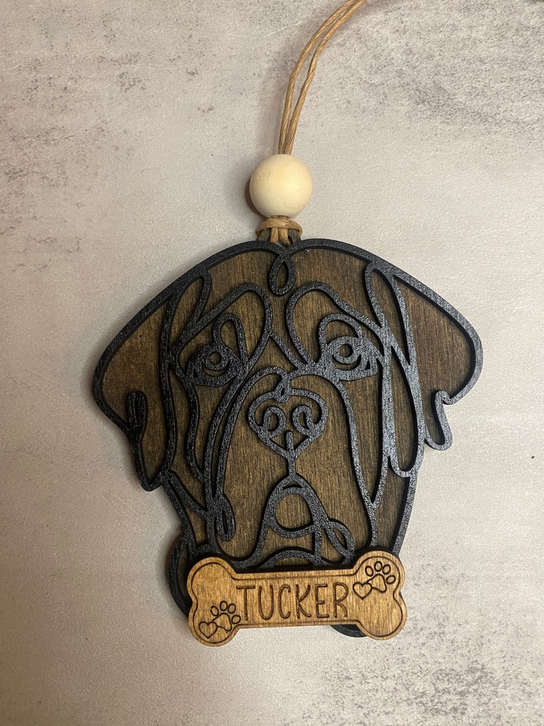 Personalized Line Art Dog Ornament