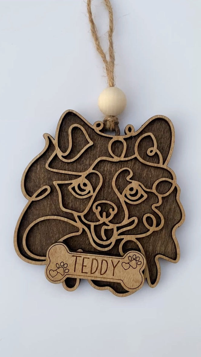 Personalized Line Art Dog Ornament