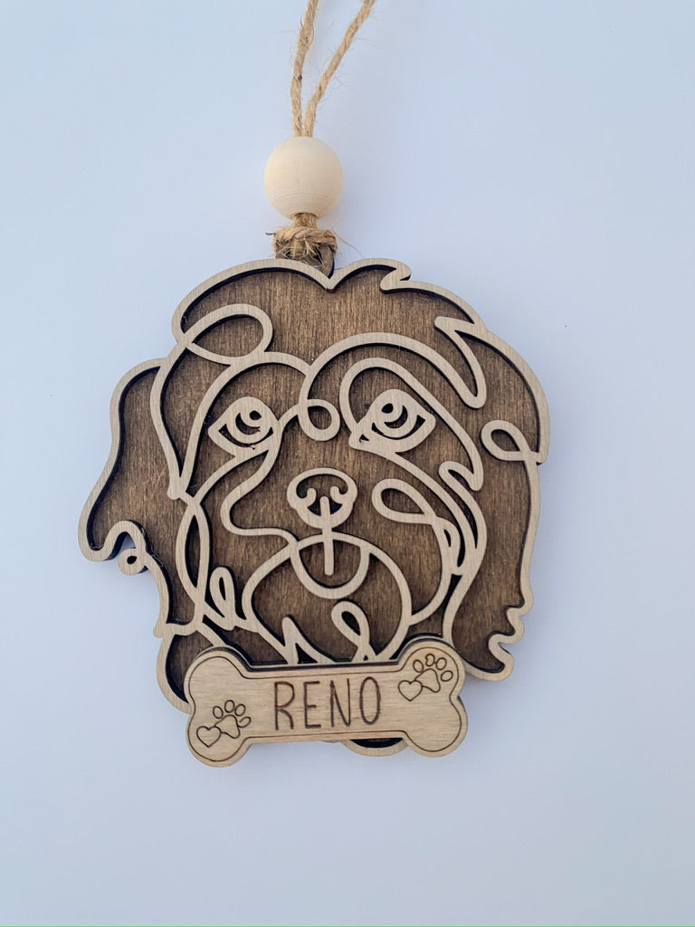 Personalized Line Art Dog Ornament