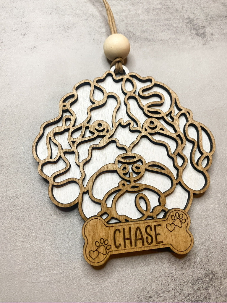 Personalized Line Art Dog Ornament