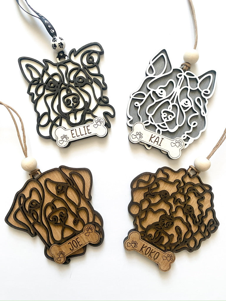 Personalized Line Art Dog Ornament