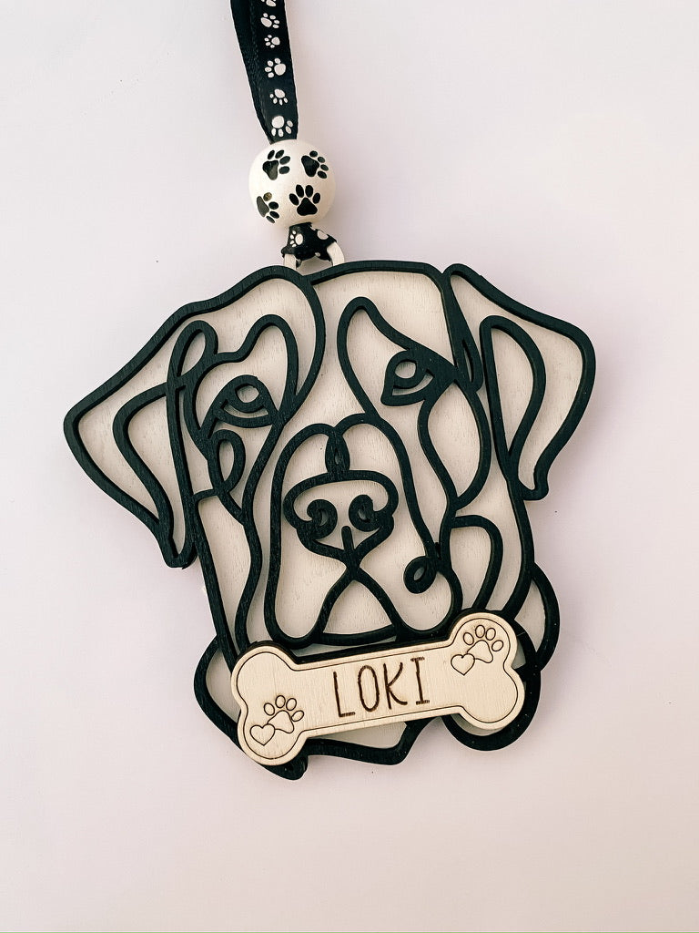 Personalized Line Art Dog Ornament