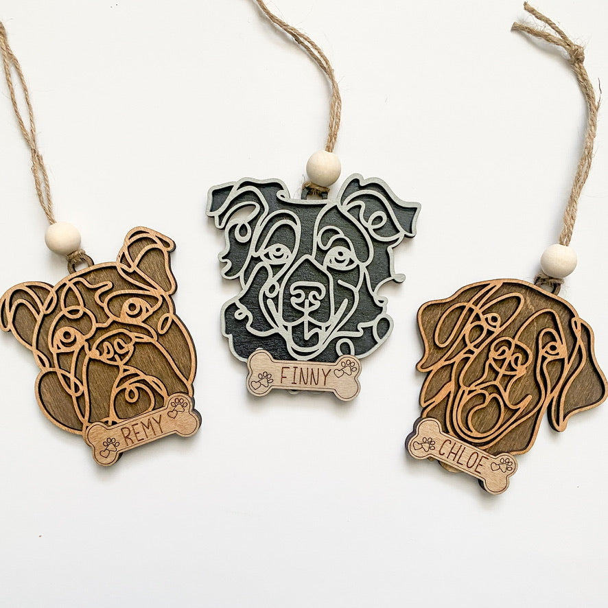 Personalized Line Art Dog Ornament