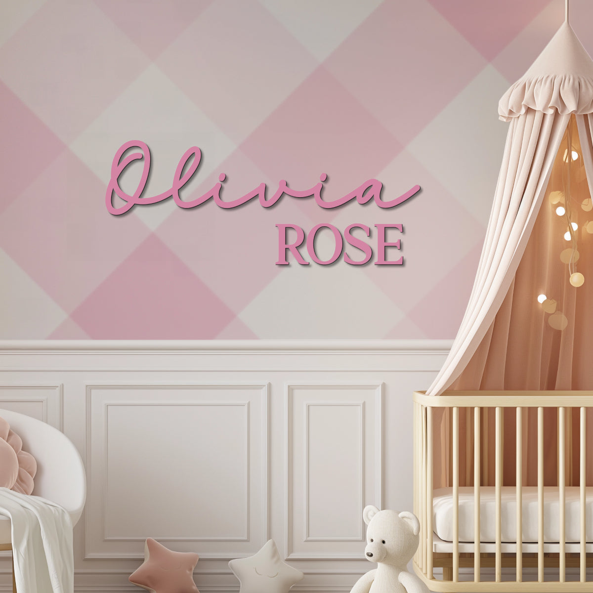 DOUBLE Name Nursery Wood Sign (SCRIPT FIRST)