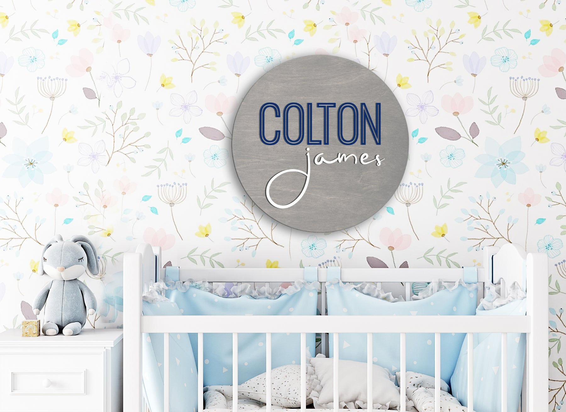 Classic Custom Nursery 3D Name Round - Aspen & Co Designs