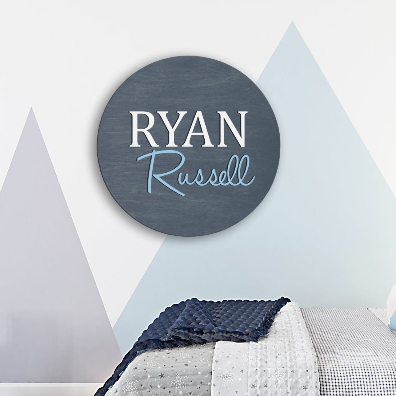 Classic Custom Nursery 3D Name Round - Aspen & Co Designs