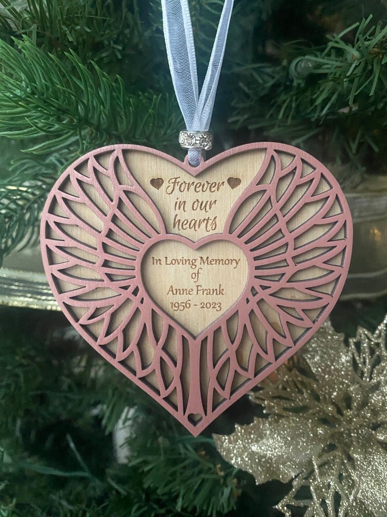 Custom Memorial Angel Heart Ornament - Aspen & Co Designs