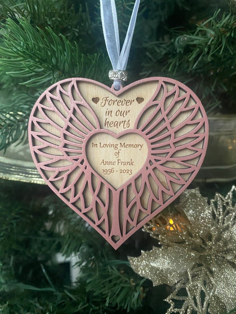 Custom Memorial Angel Heart Ornament - Aspen & Co Designs