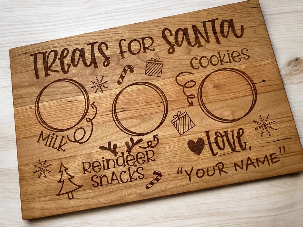 Custom Santa Tray - Engraved Cherry Board - Aspen & Co Designs