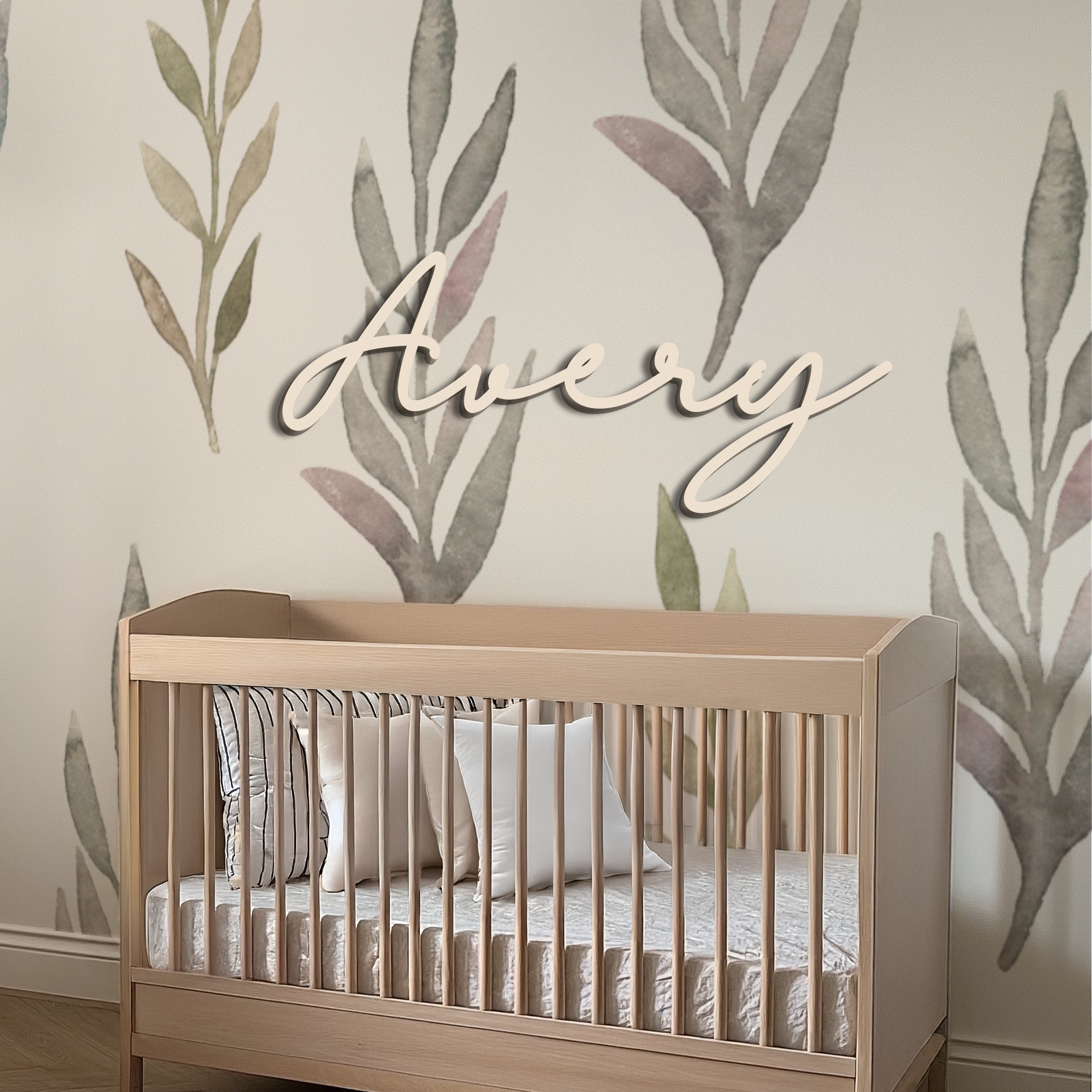 Custom Wood Nursery Name Sign (SCRIPT LETTER) - Aspen & Co Designs