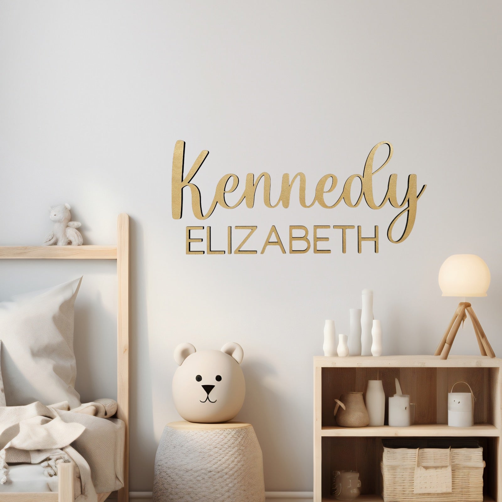 Custom Wooden DOUBLE NAME Sign (SCRIPT FIRST NAME) - Aspen & Co Designs