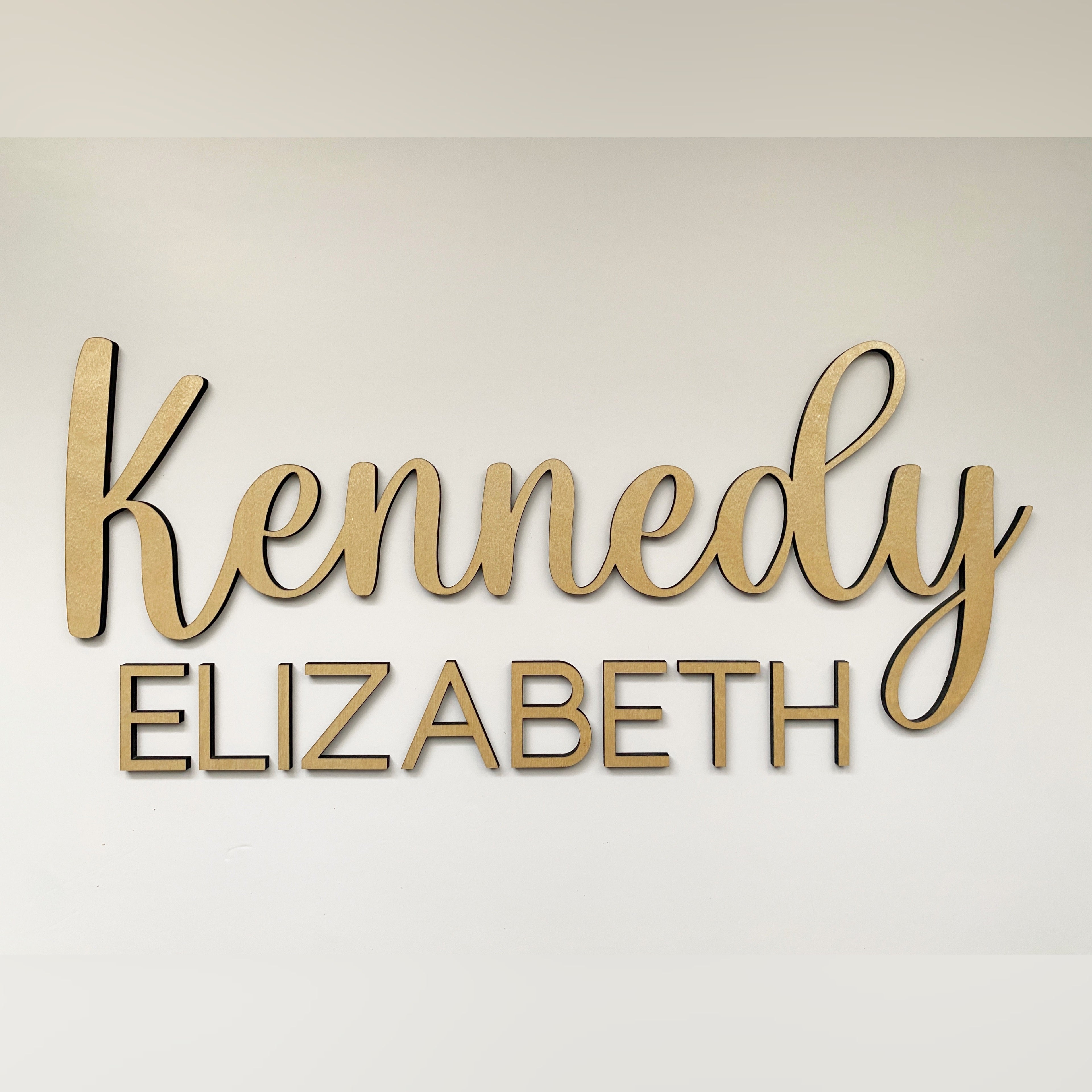 Custom Wooden DOUBLE NAME Sign (SCRIPT FIRST NAME) - Aspen & Co Designs