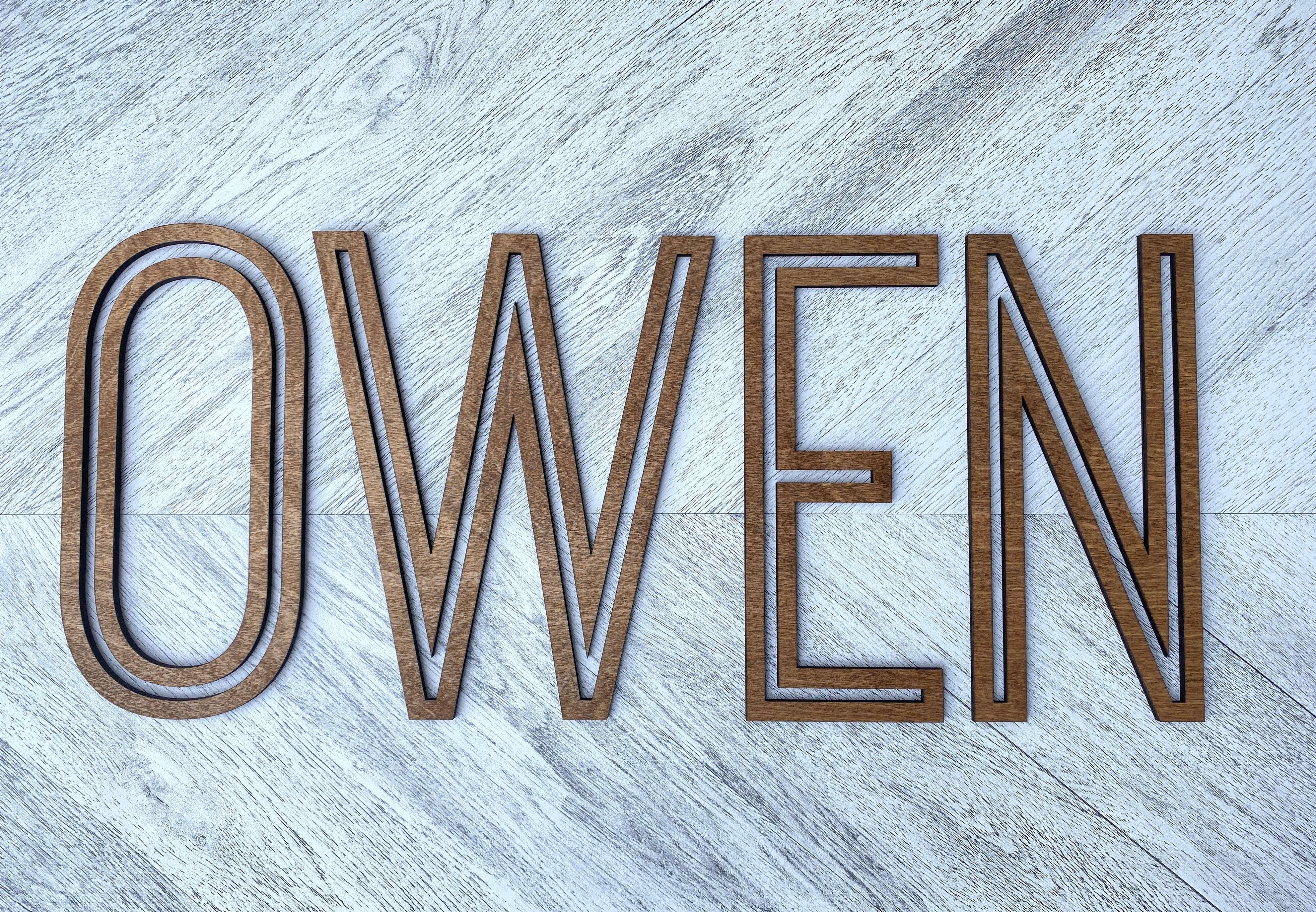 Custom Wooden First Name Sign (LETTERED FONT) - Aspen & Co Designs