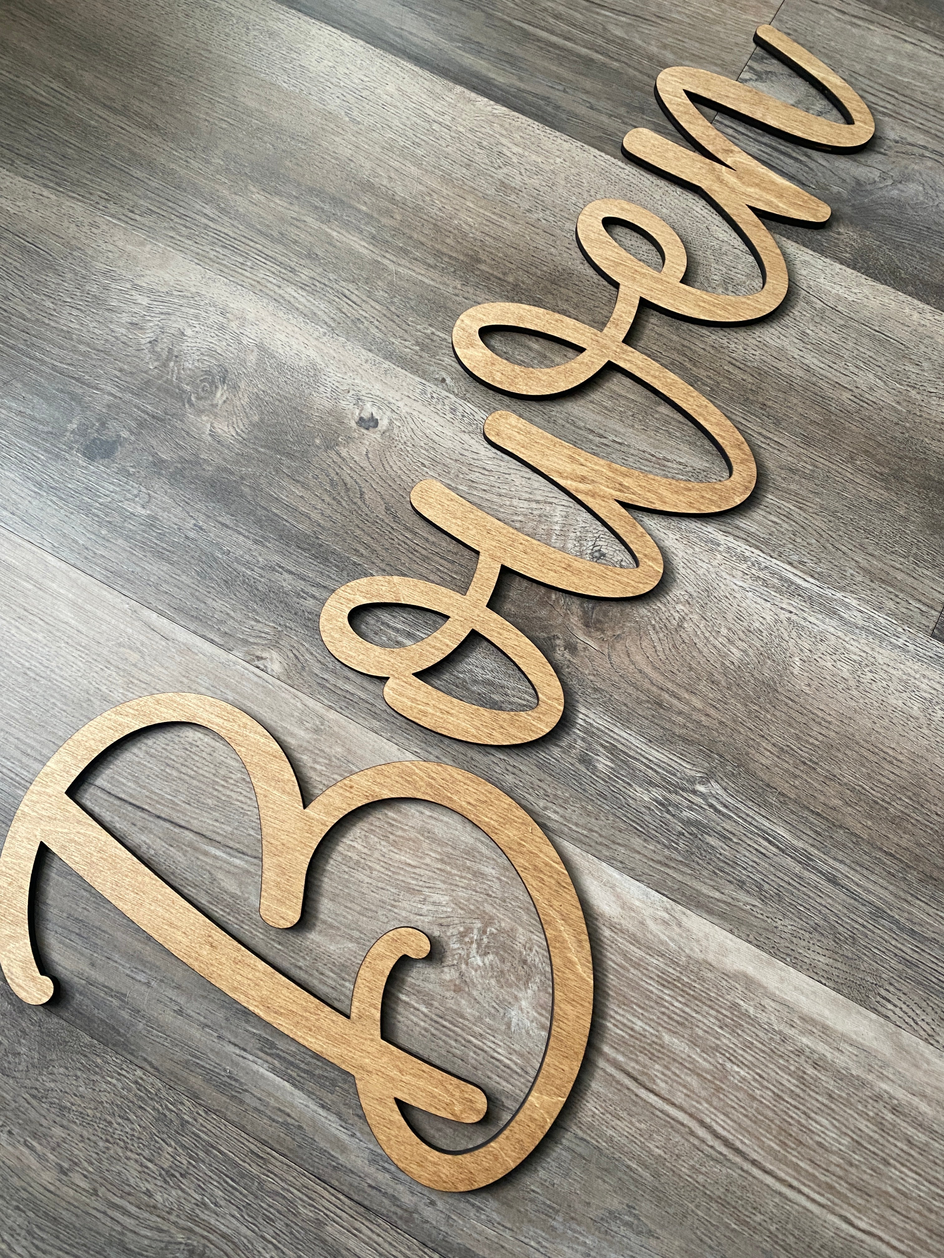 Custom Wooden First Name Sign (SCRIPT) - Aspen & Co Designs