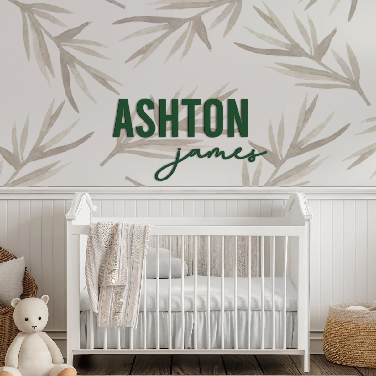 DOUBLE Name Nursery Wood Sign (BLOCK FIRST) - Aspen & Co Designs