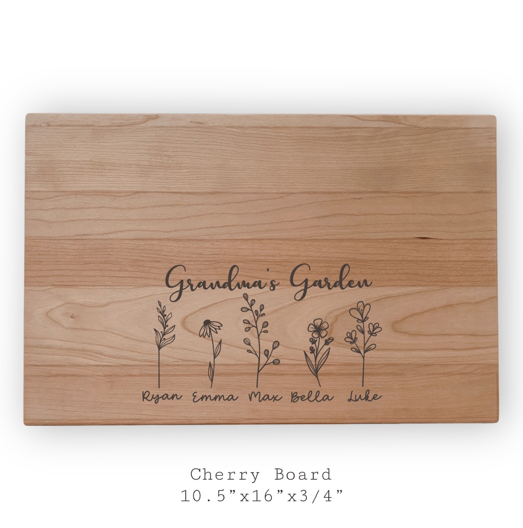 Engraved "Garden" Cutting Board - 10.5"X16" - Aspen & Co Designs