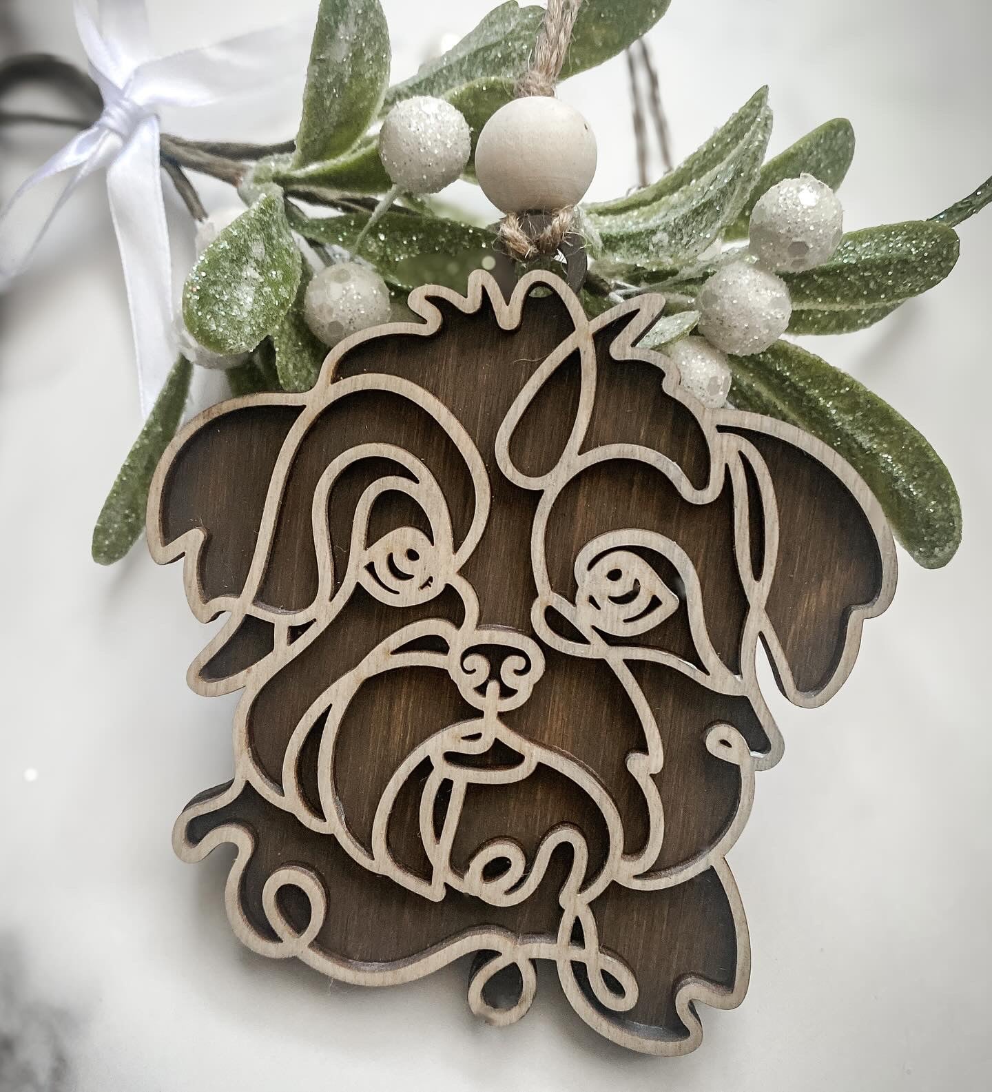 Line Art Dog Ornament - Aspen & Co Designs