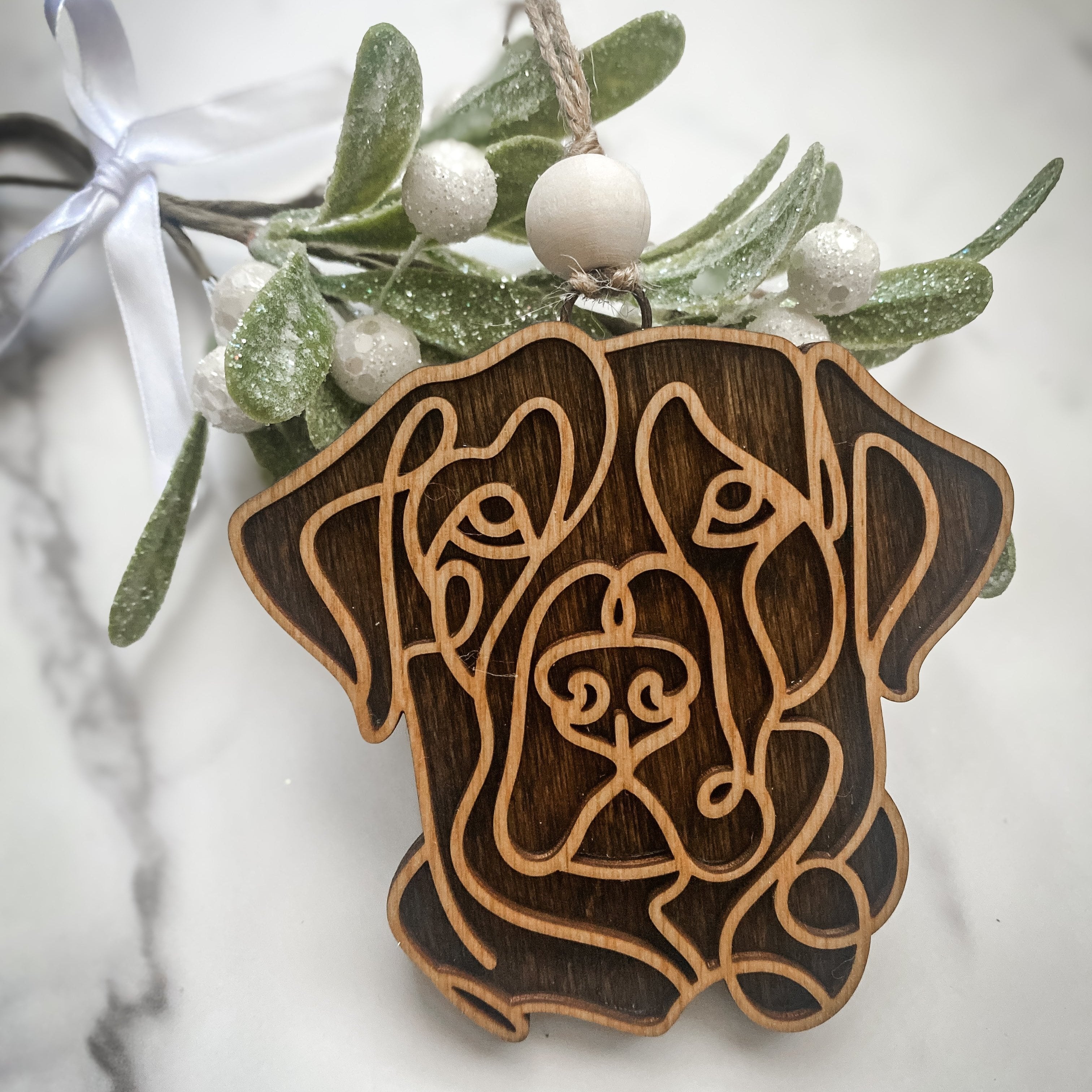 Line Art Dog Ornament - Aspen & Co Designs