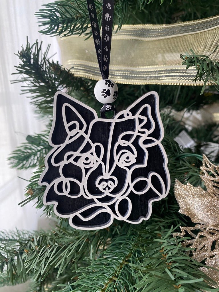 Line Art Dog Ornament - Aspen & Co Designs