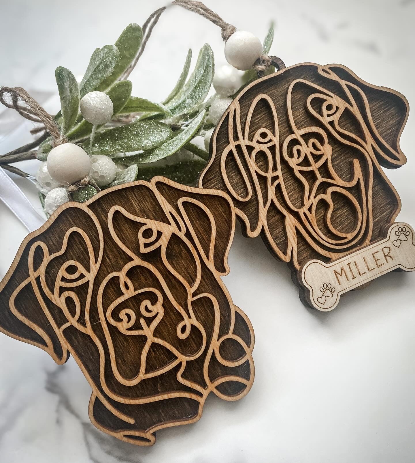 Personalized Line Art Dog Ornament - Aspen & Co Designs