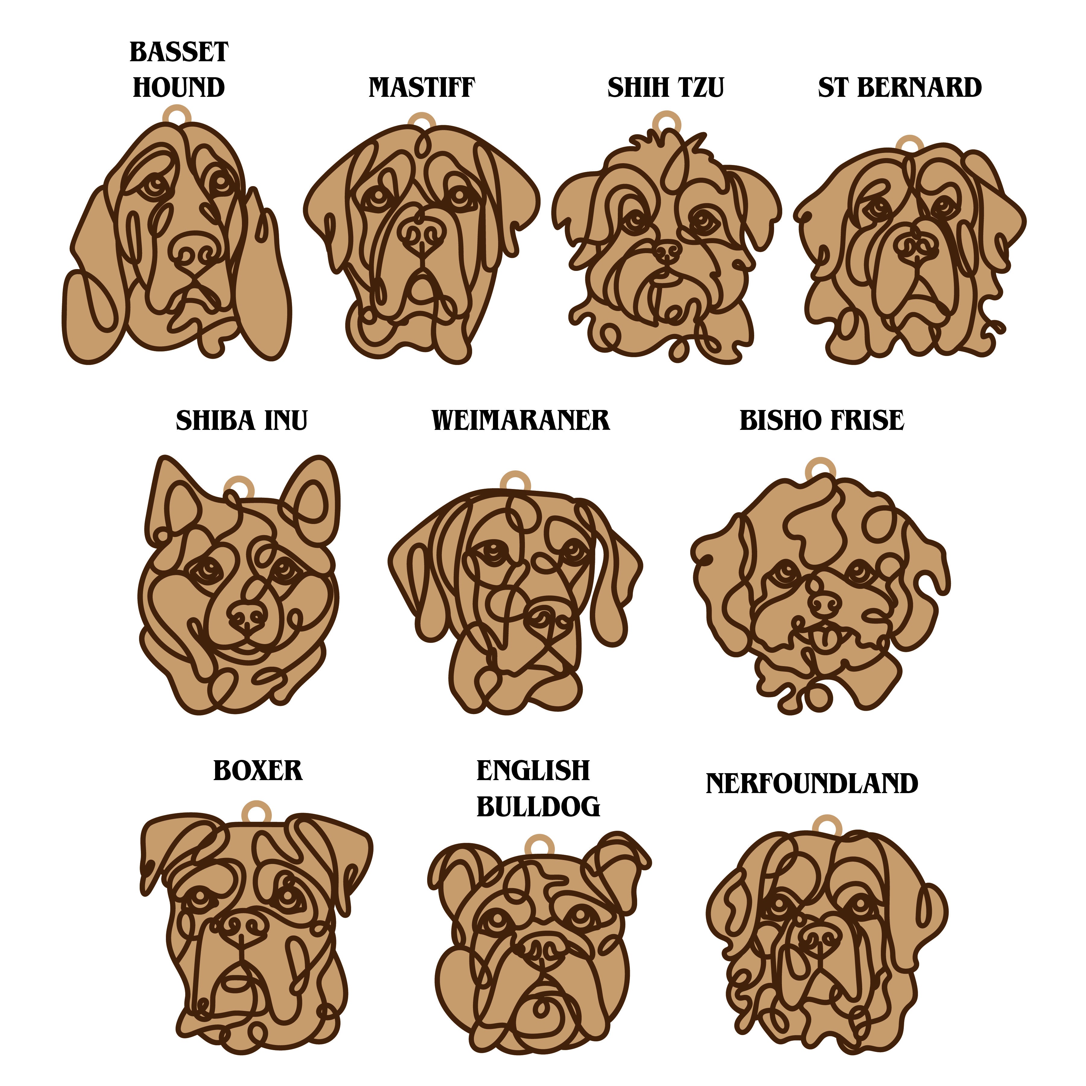 Personalized Line Art Dog Ornament - Aspen & Co Designs