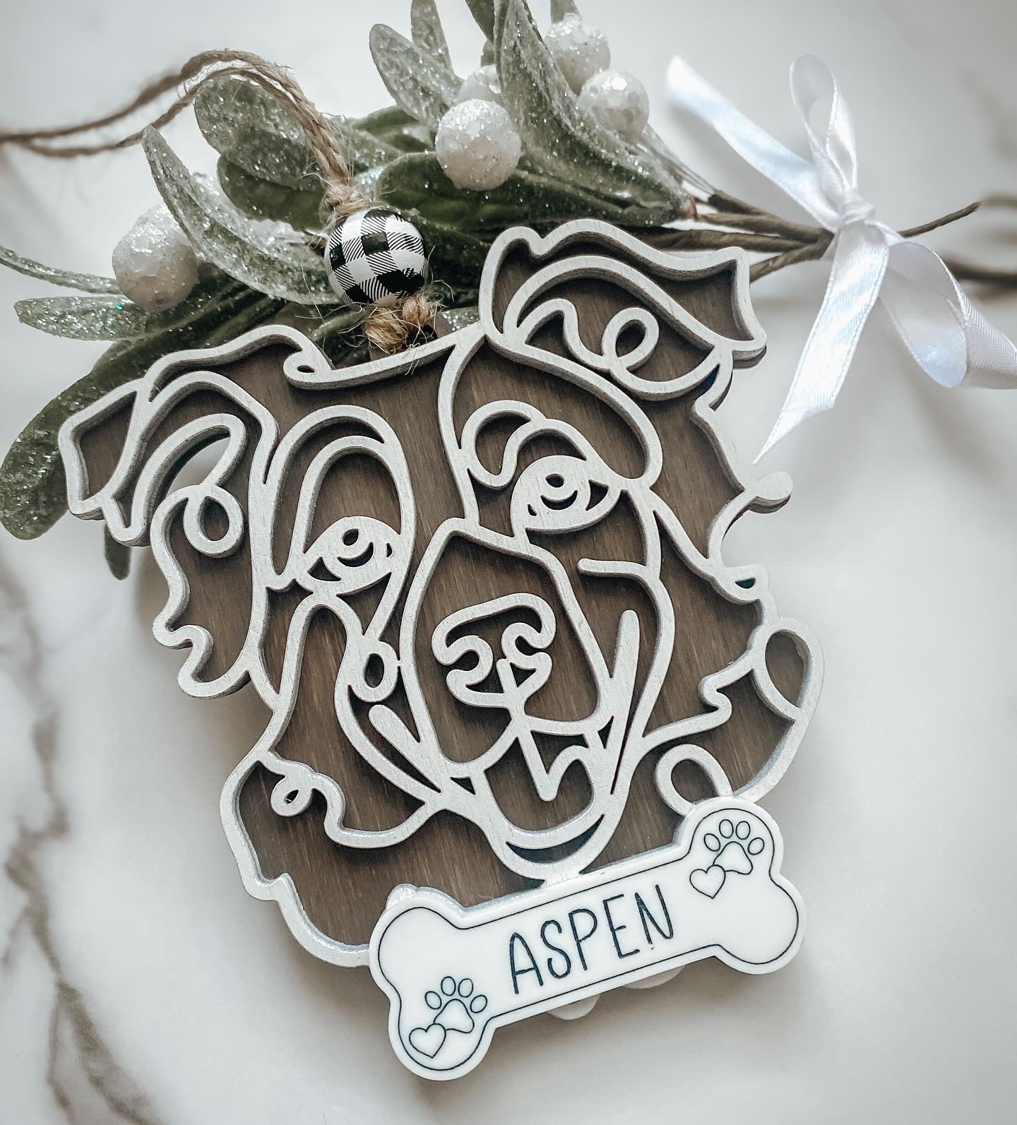 Personalized Line Art Dog Ornament - Aspen & Co Designs