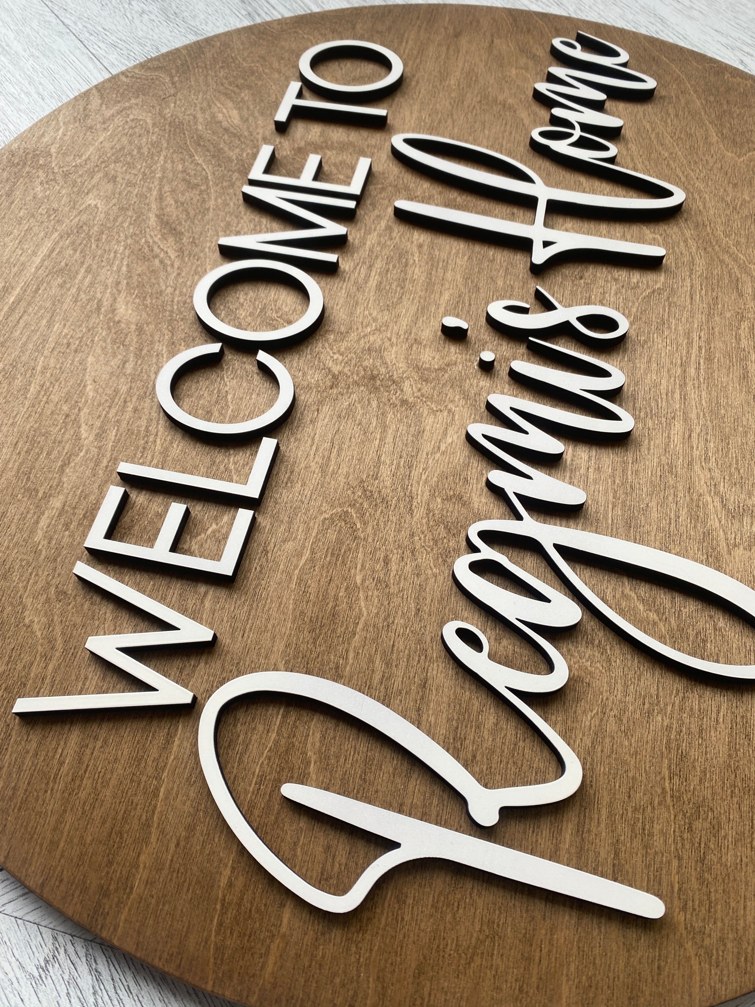 "Welcome To" Family Round Sign - Aspen & Co Designs