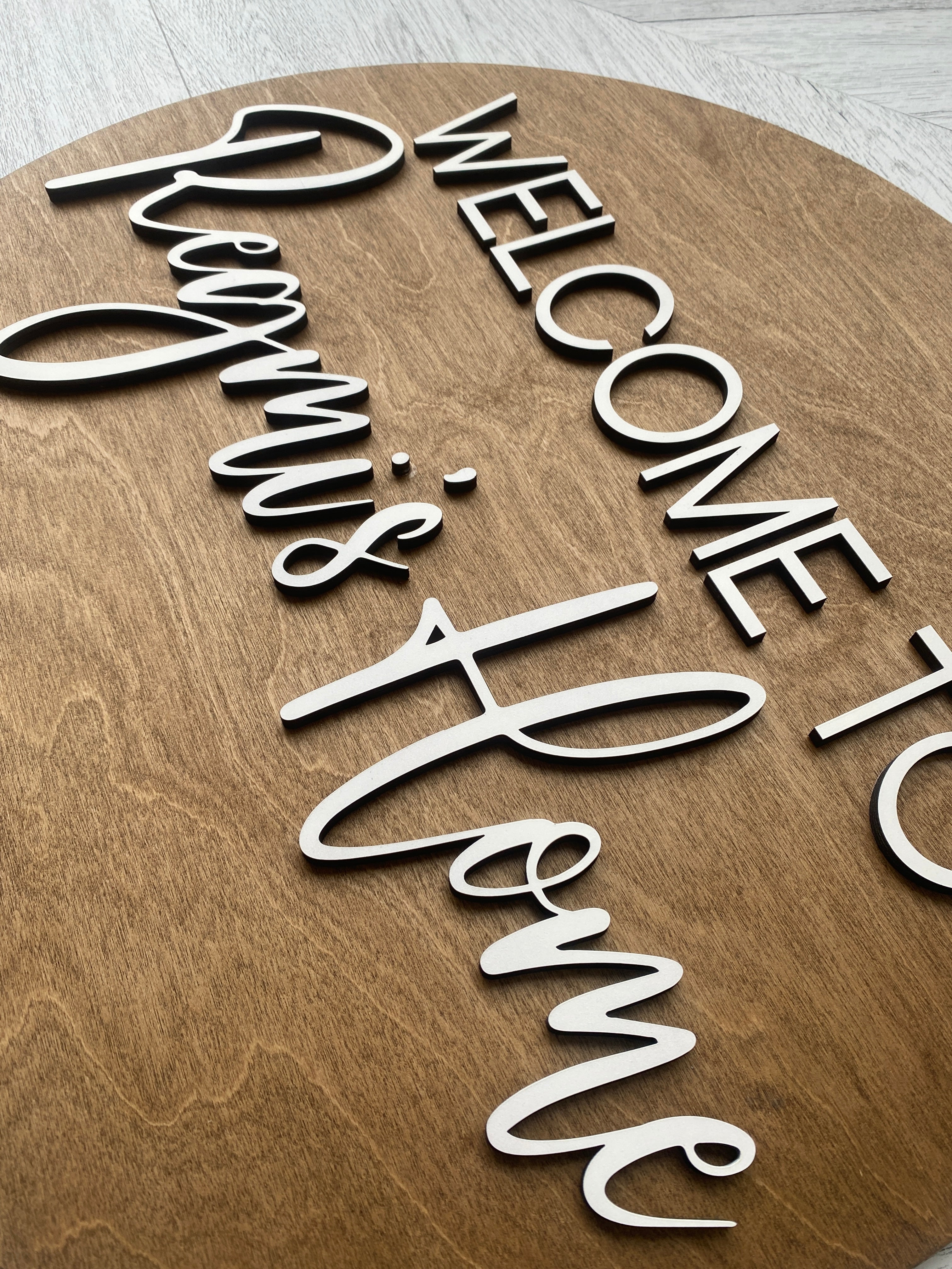 "Welcome To" Family Round Sign - Aspen & Co Designs