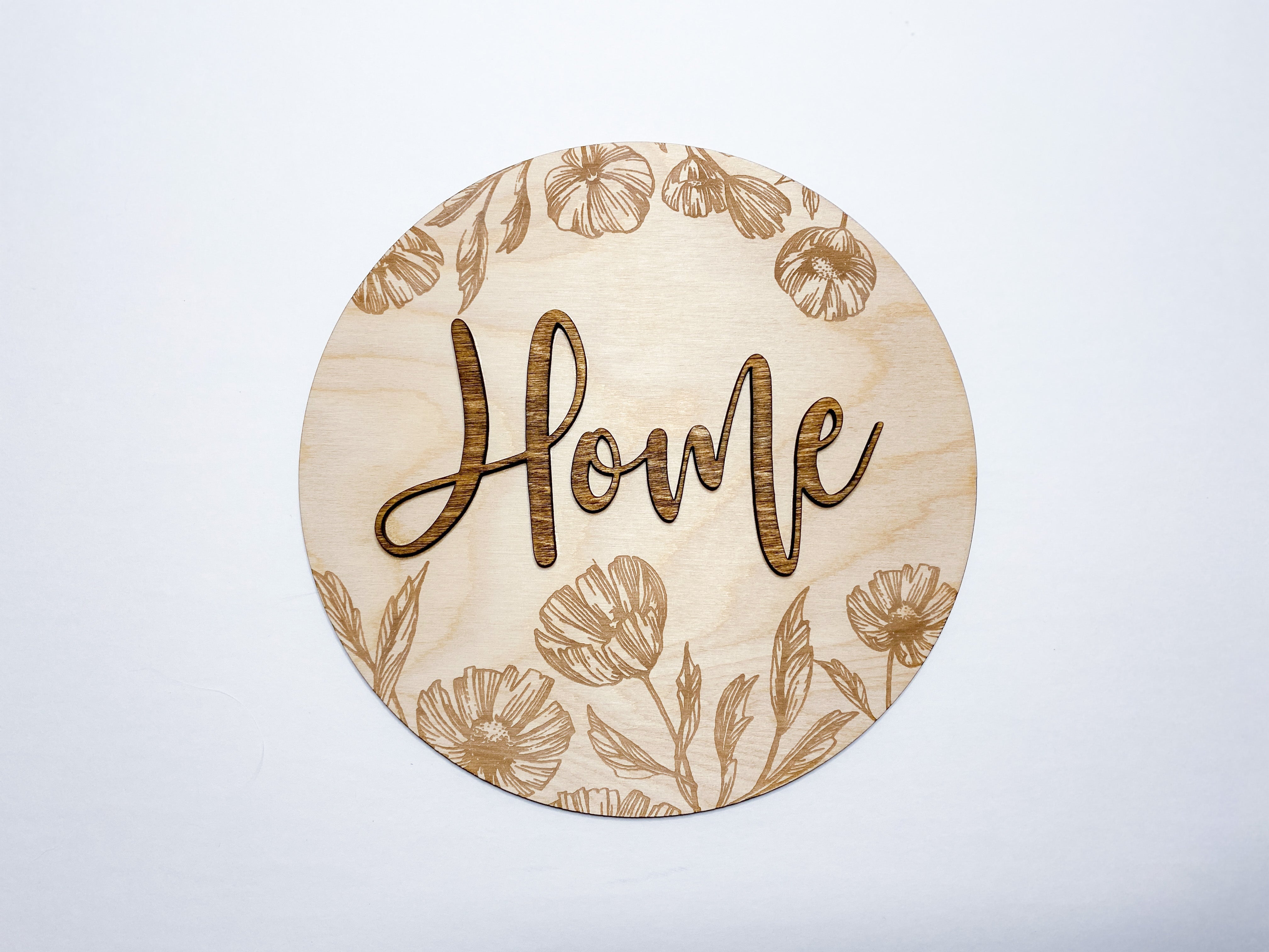 3D Engraved Wood "Home" Round Sign - Aspen & Co Designs