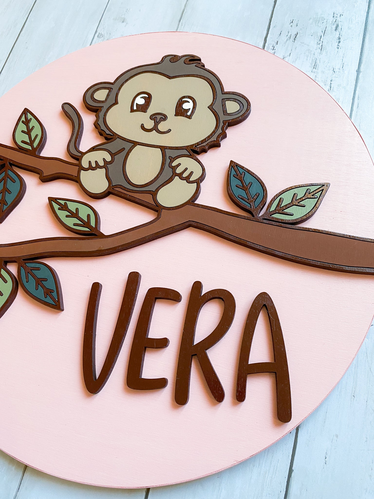 Monkey Nursery Sign- 3D Round