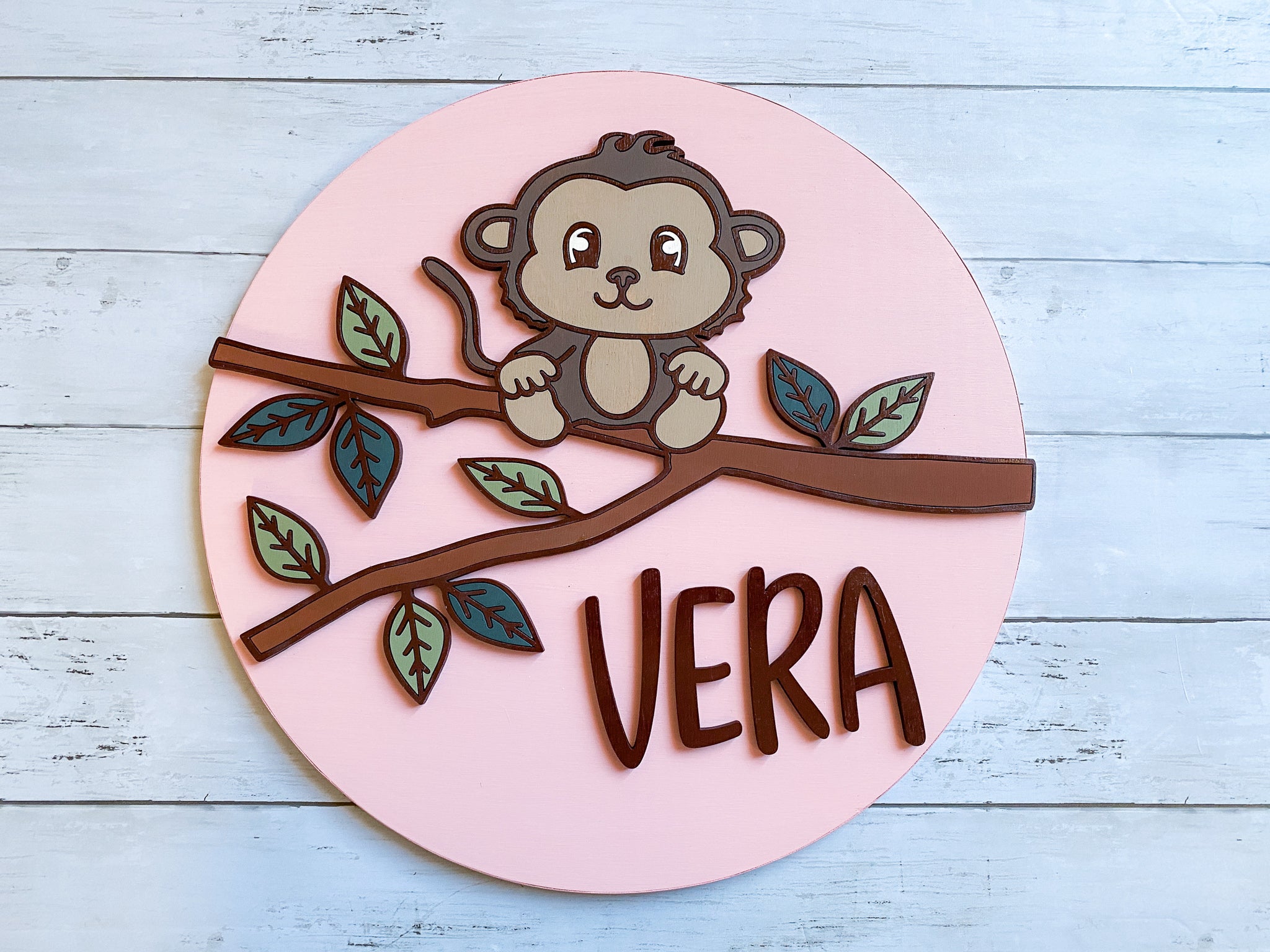 Monkey Nursery Sign- 3D Round