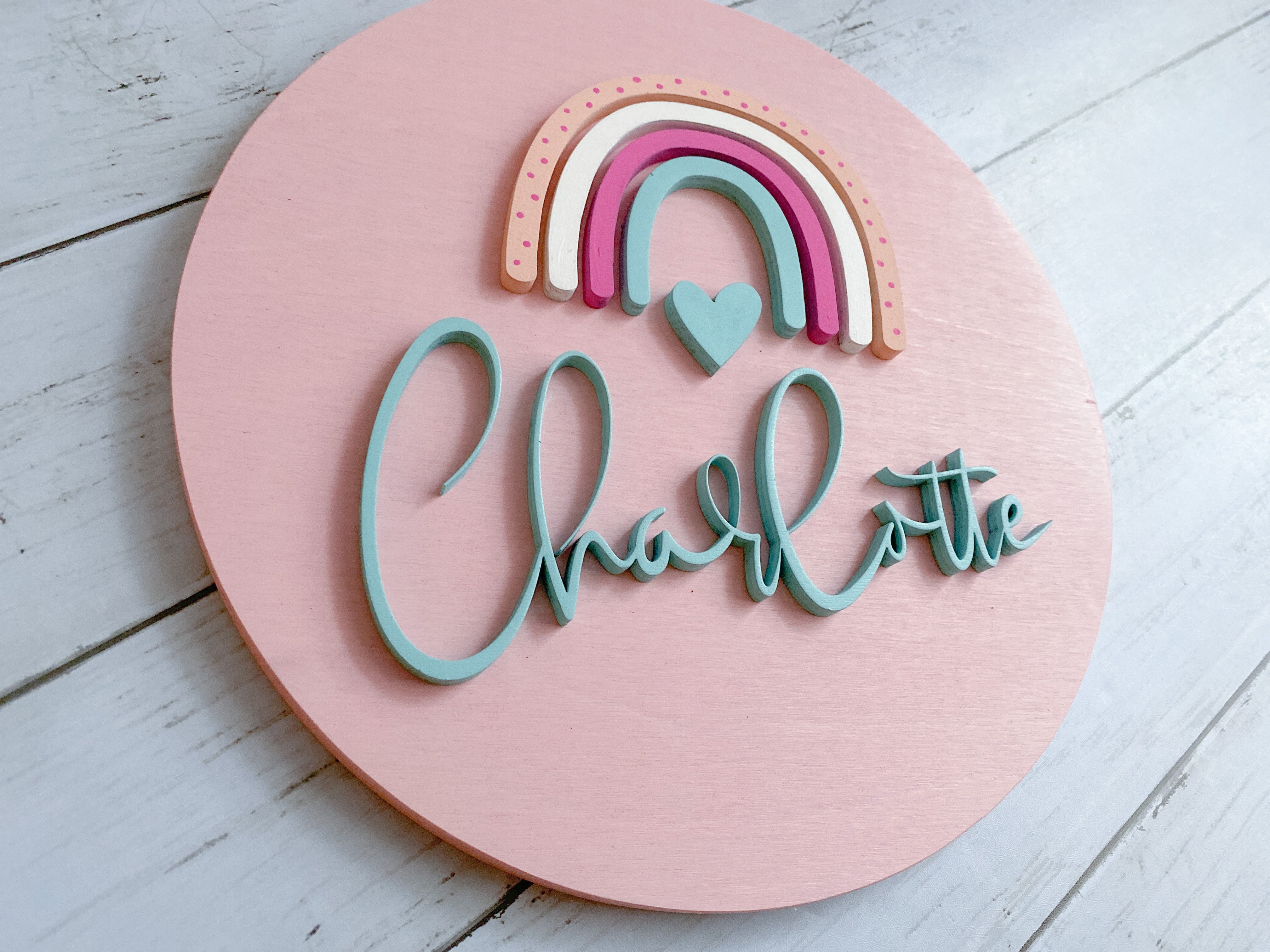 Children's Rainbow Sign- 3D Round - Aspen & Co Designs