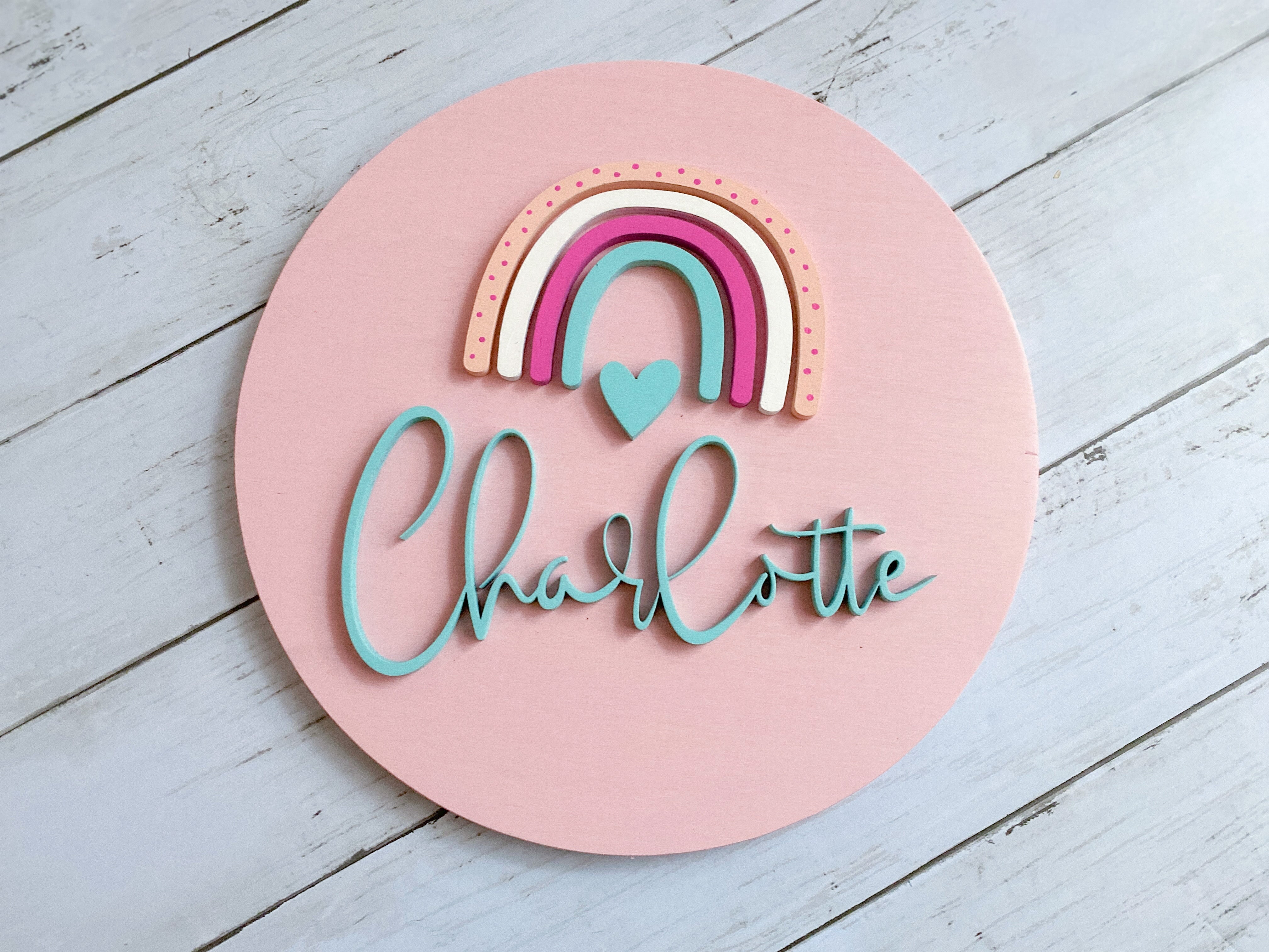 Children's Rainbow Sign- 3D Round - Aspen & Co Designs