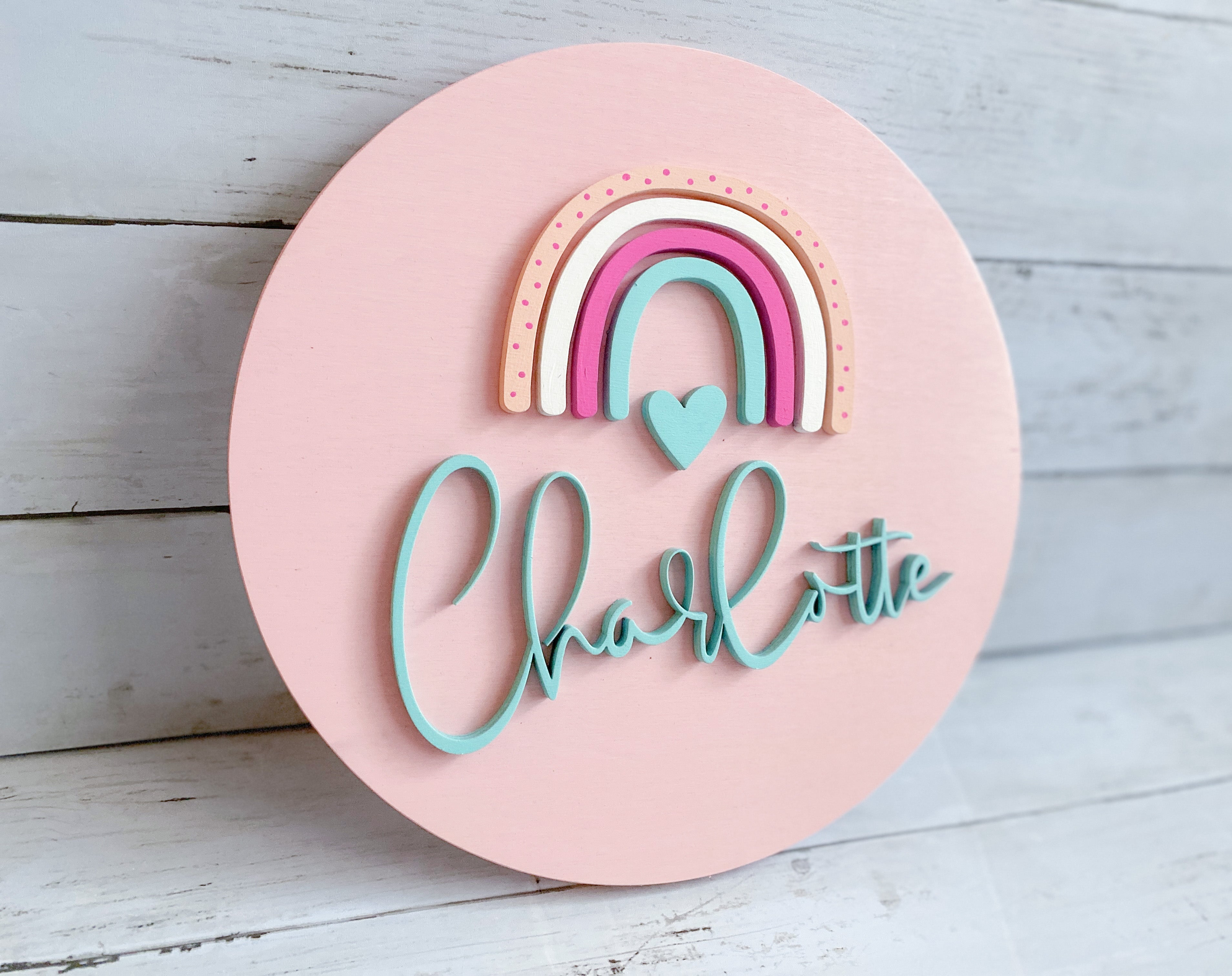 Children's Rainbow Sign- 3D Round - Aspen & Co Designs