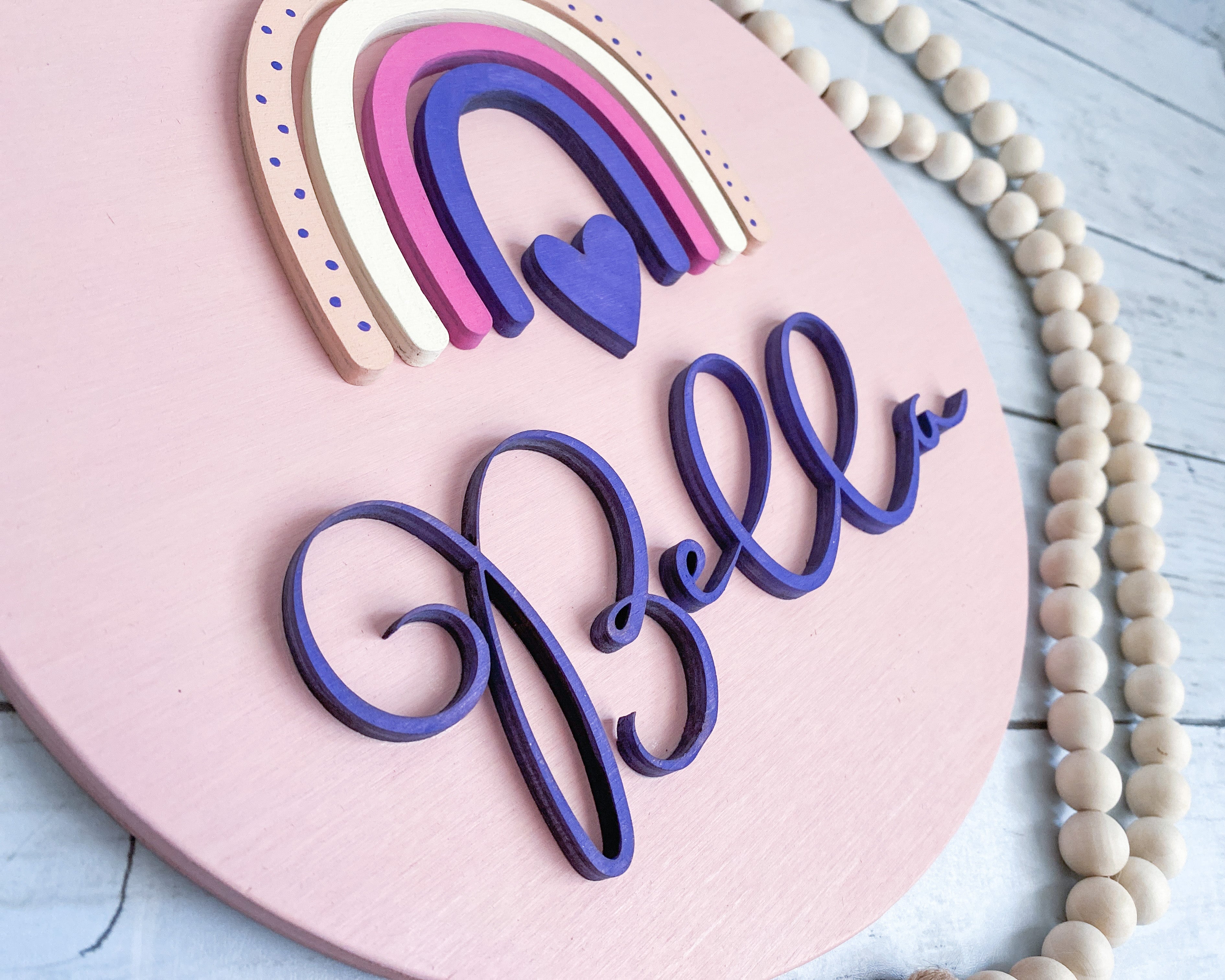 Children's Rainbow Sign- 3D Round - Aspen & Co Designs