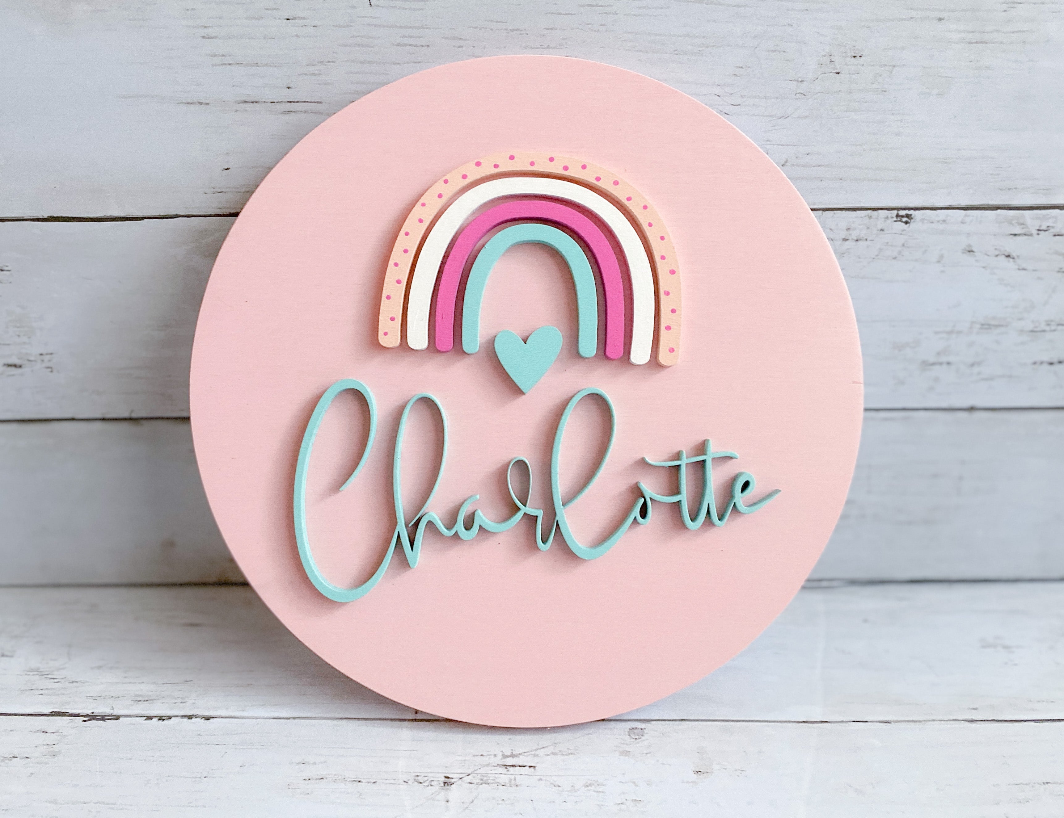 Children's Rainbow Sign- 3D Round - Aspen & Co Designs