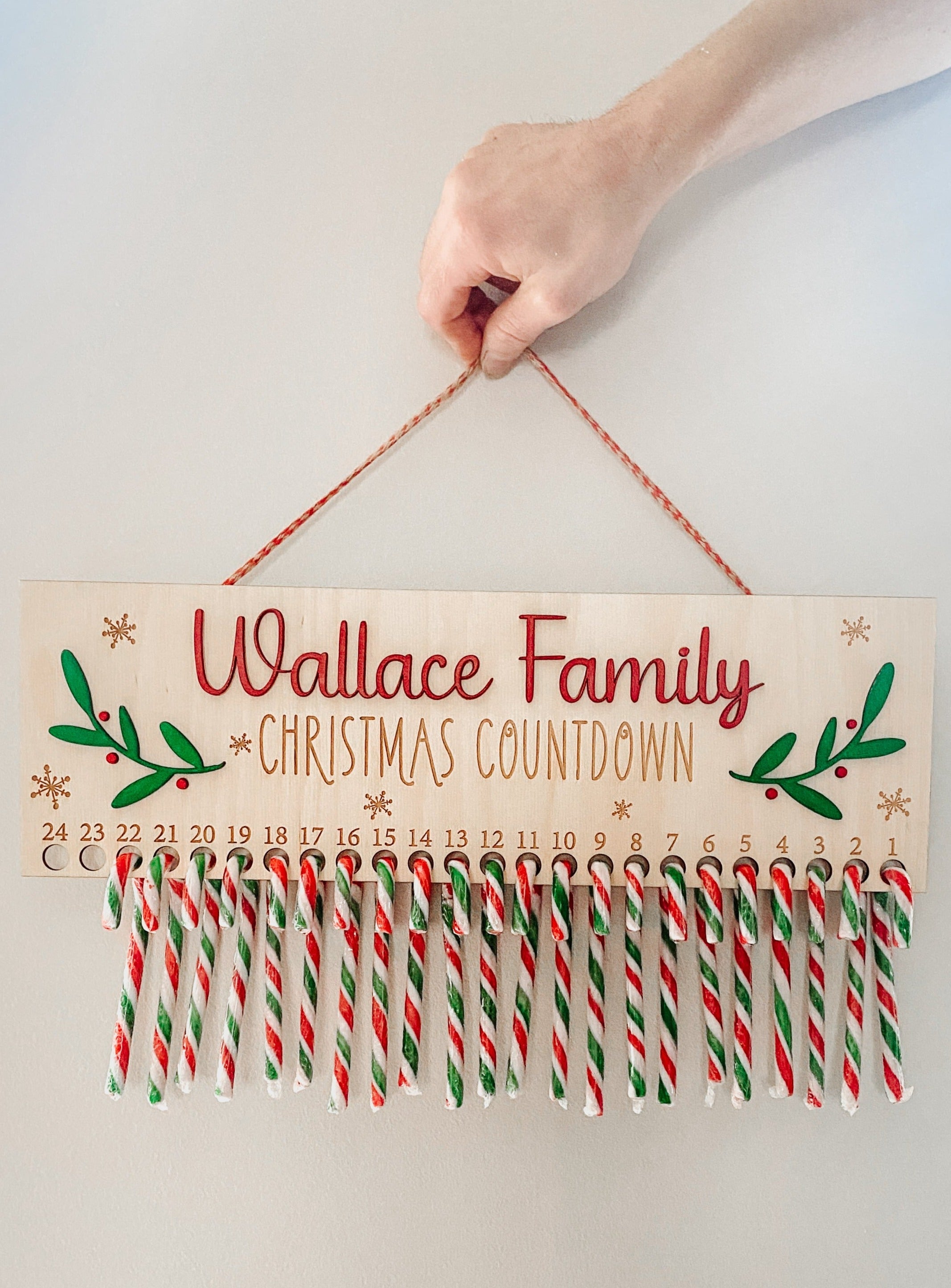 Christmas Candycane Countdown Sign - Aspen & Co Designs