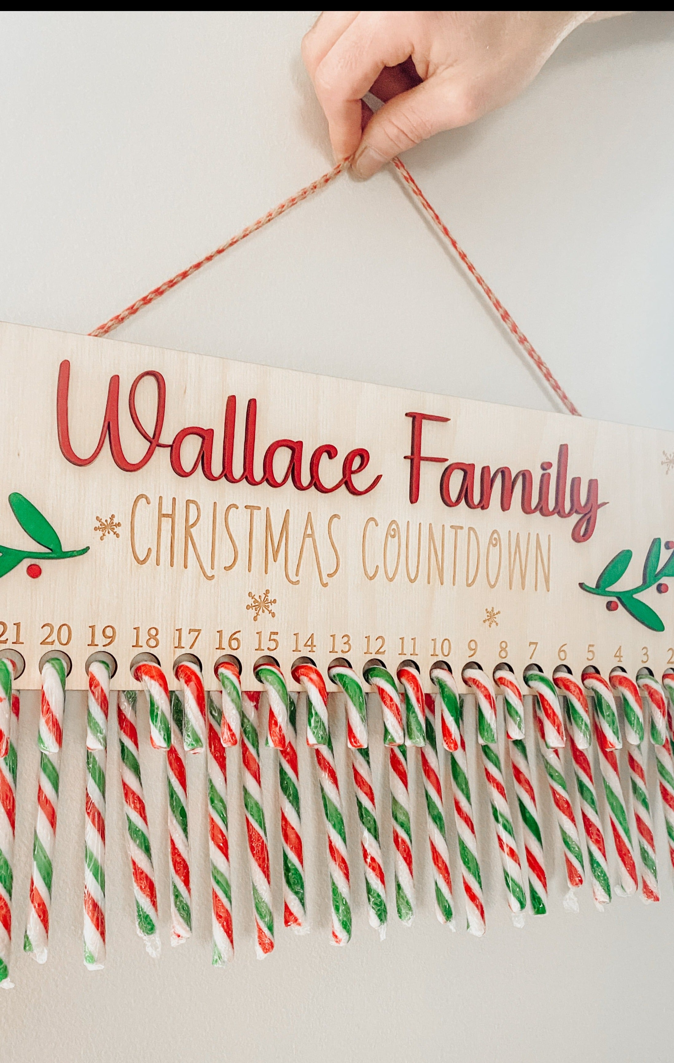 Christmas Candycane Countdown Sign - Aspen & Co Designs