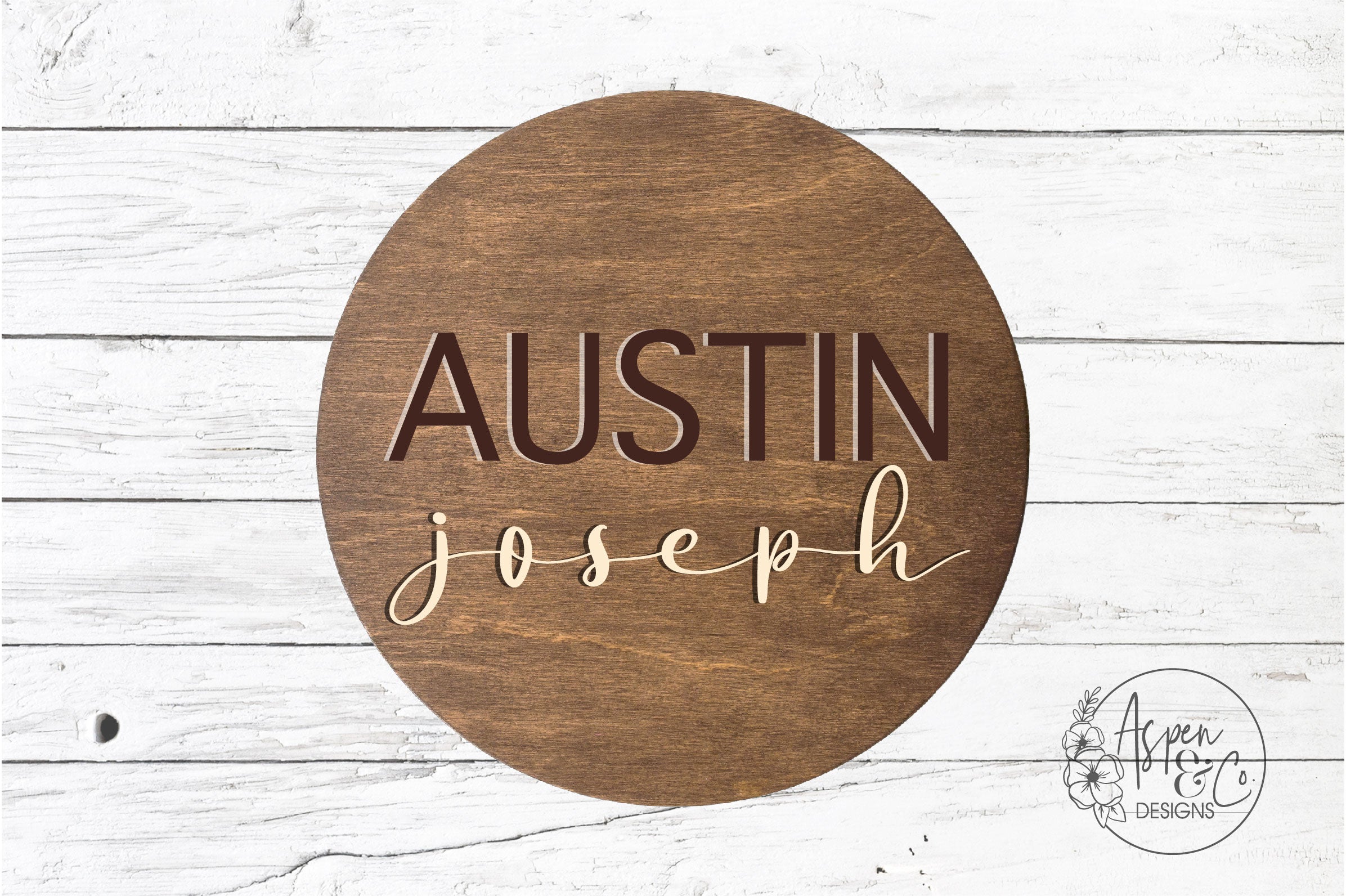 Classic Custom Nursery 3D Name Round - Aspen & Co Designs