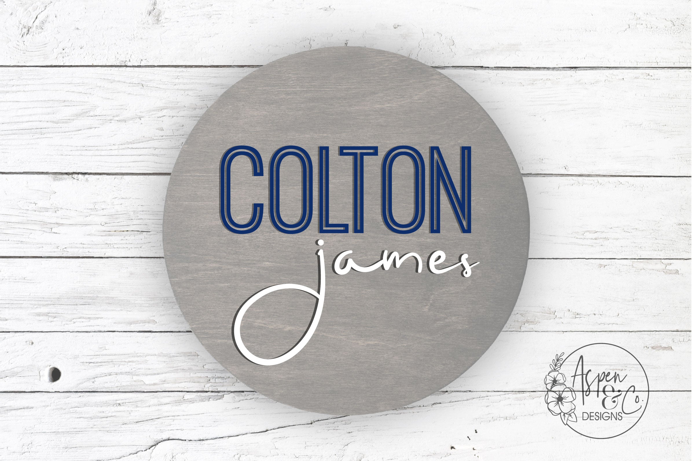 Classic Custom Nursery 3D Name Round - Aspen & Co Designs