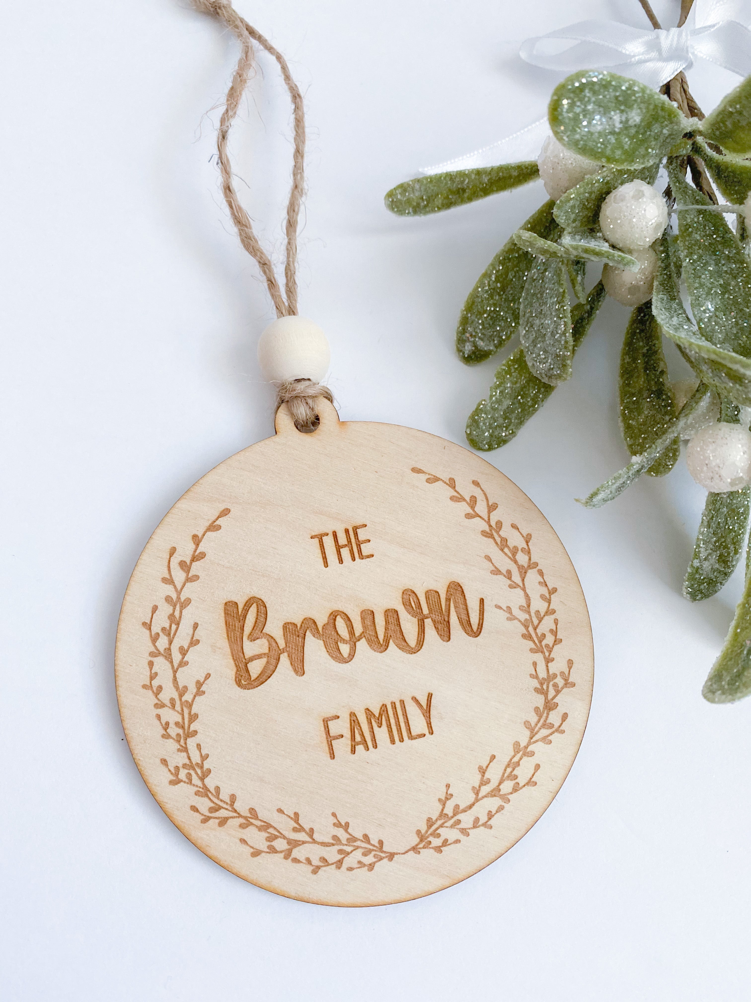 Custom Wreath Family Ornament - Aspen & Co Designs