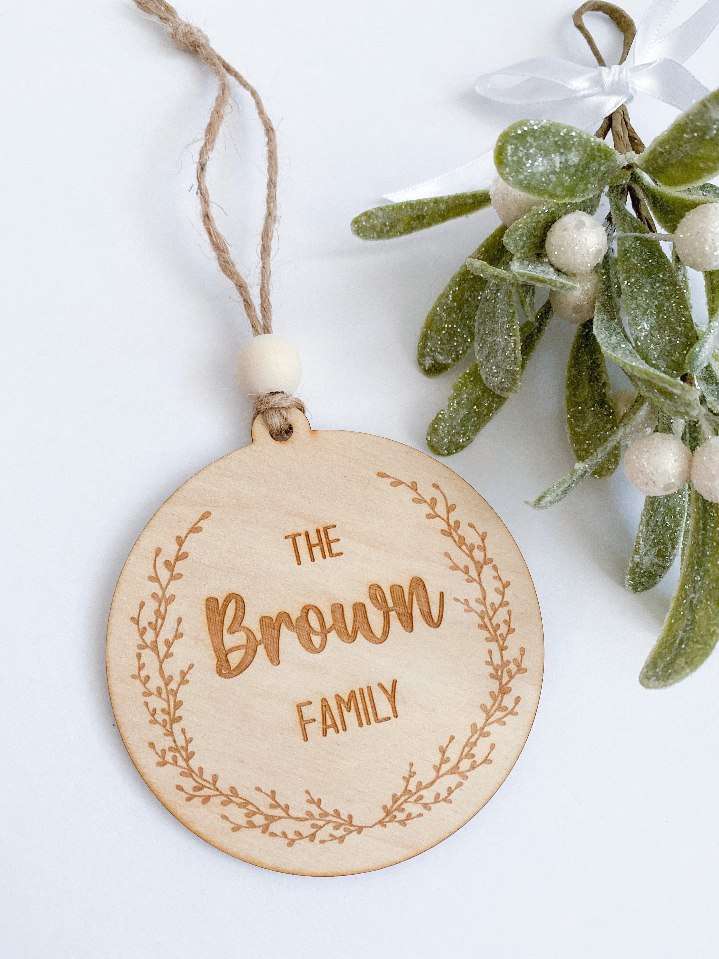 Custom Wreath Family Ornament - Aspen & Co Designs