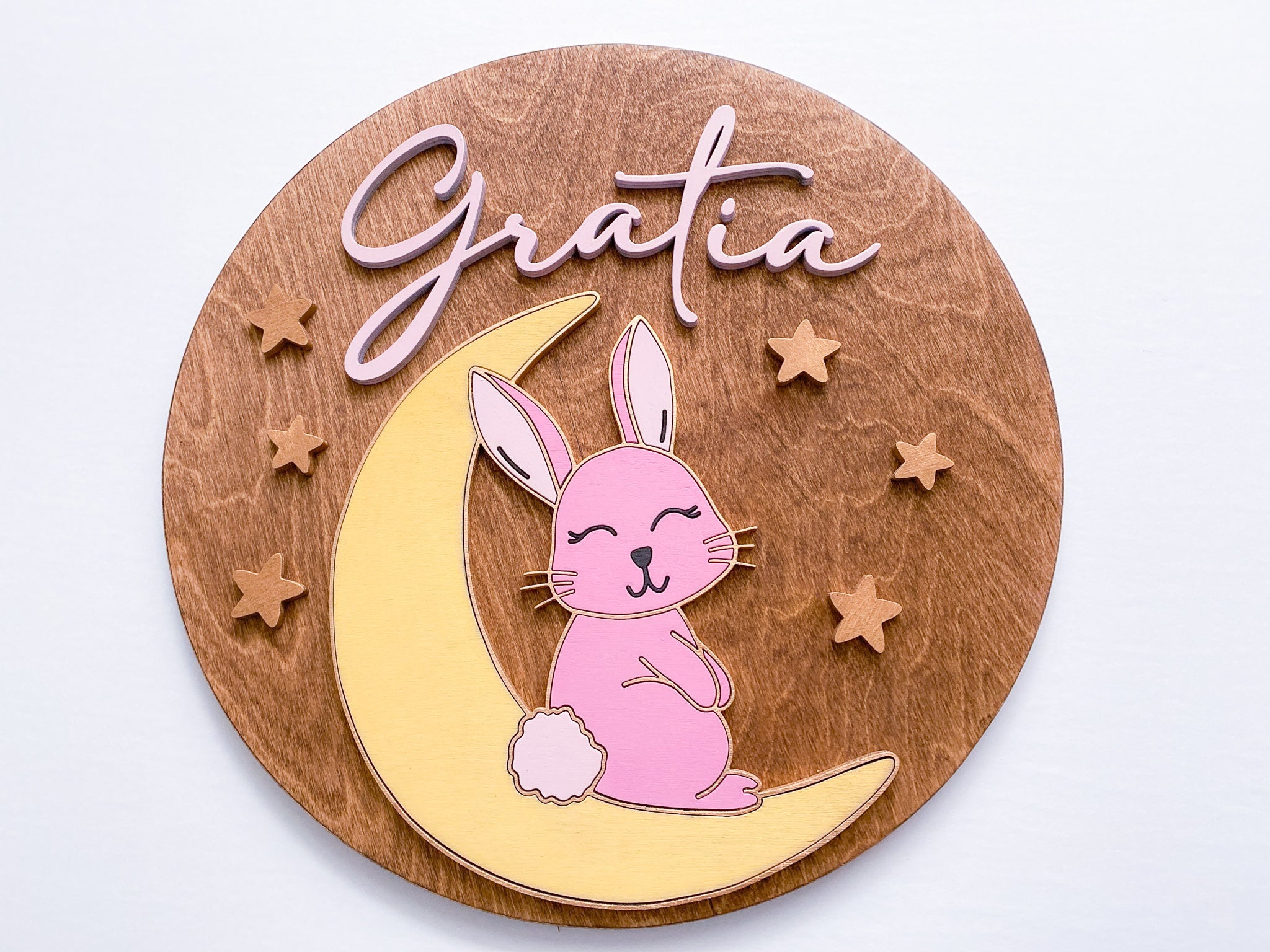 Cute Bunny Nursery Sign- 3D Round - Aspen & Co Designs