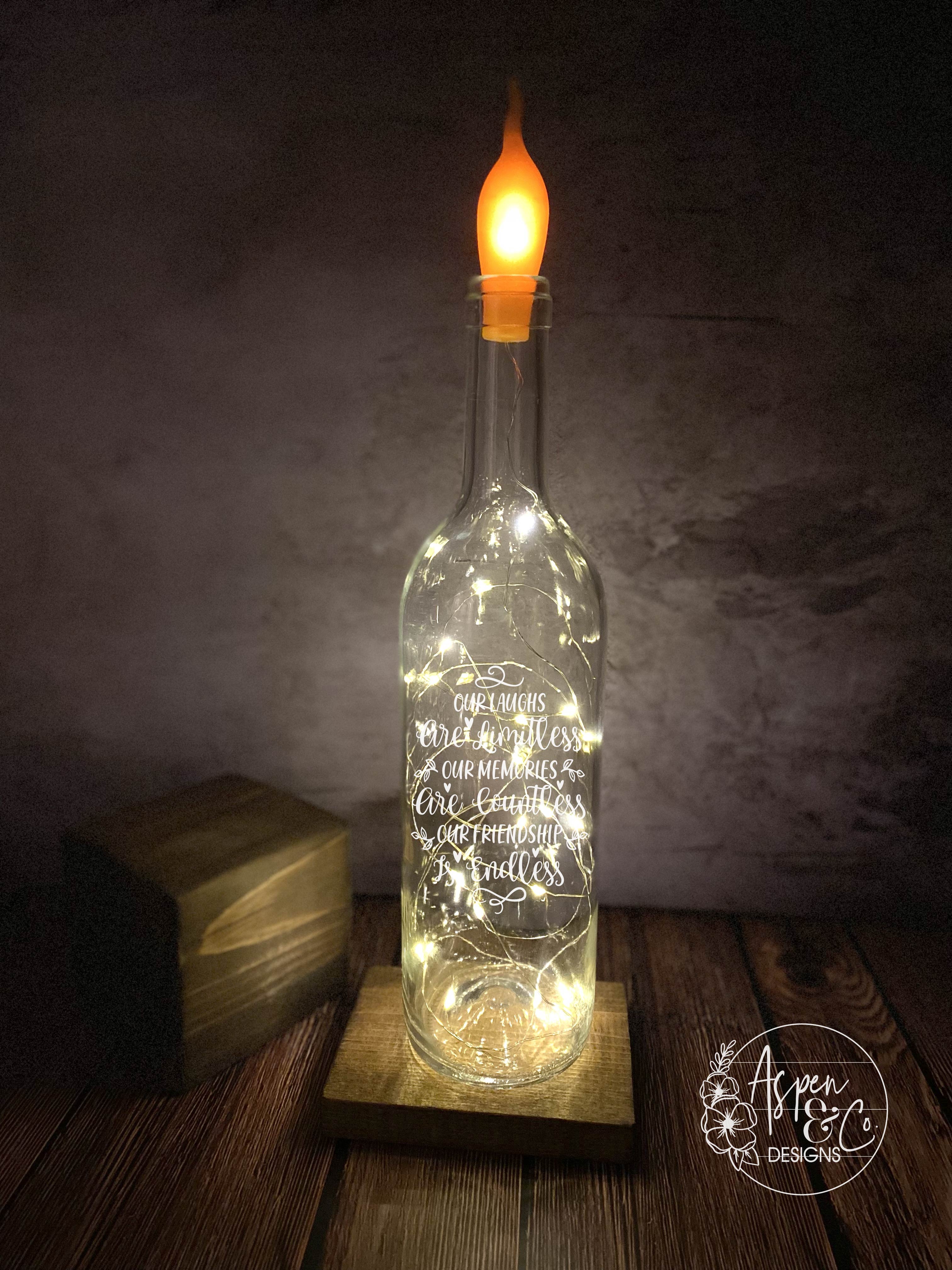 Engraved Wine Bottle Light - Aspen & Co Designs