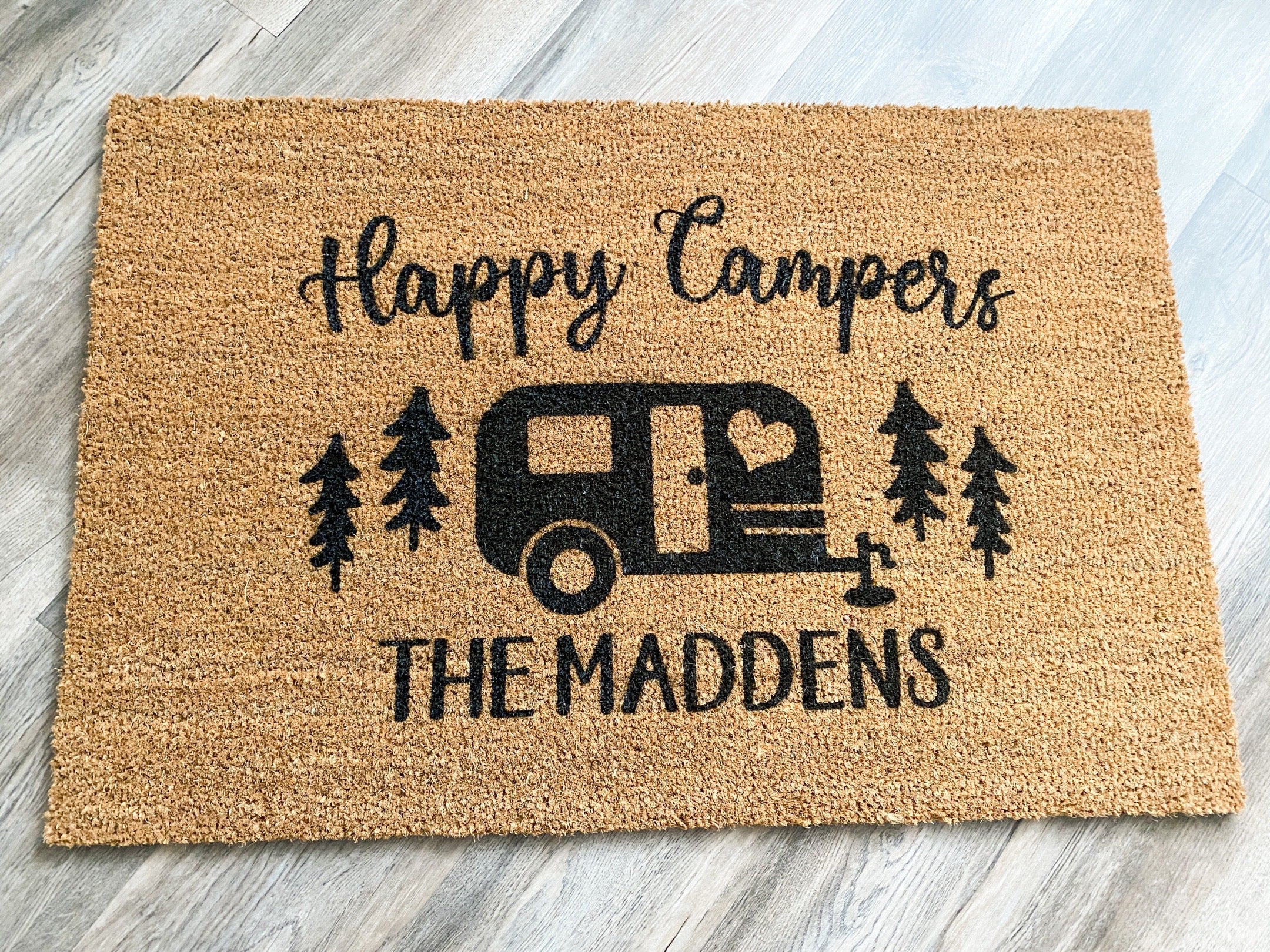 Happy Campers with Family Name Doormat - Aspen & Co Designs