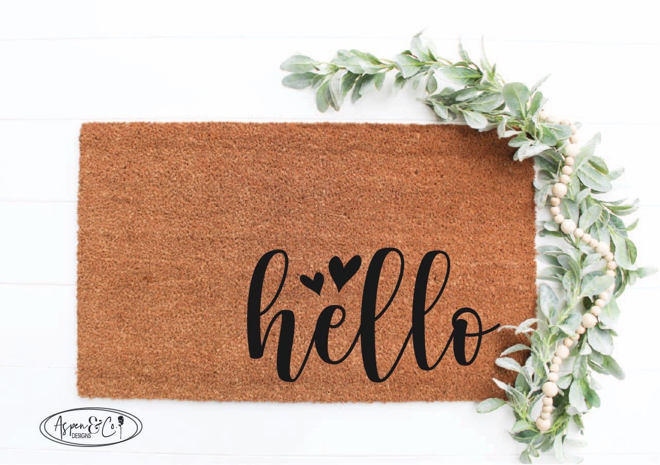 Hello with Hearts Doormat - Aspen & Co Designs