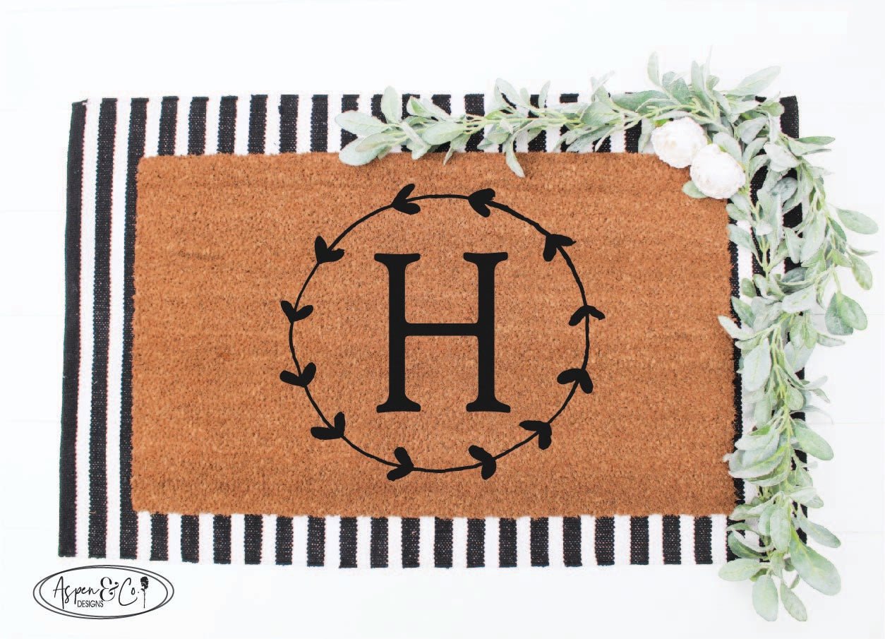 Monogram + Wreath Doormat - Aspen & Co Designs