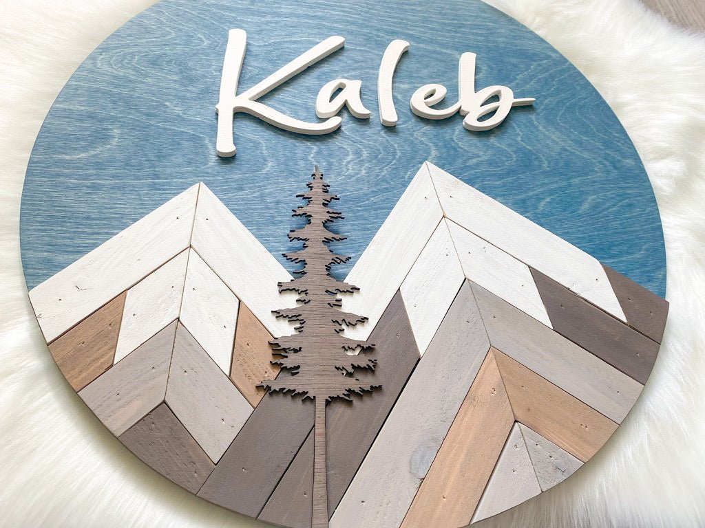 Mountain Kids Sign- 3D Round - Aspen & Co Designs