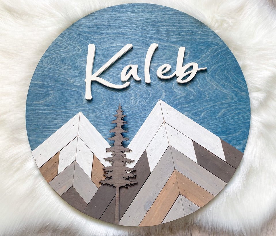 Mountain Kids Sign- 3D Round - Aspen & Co Designs