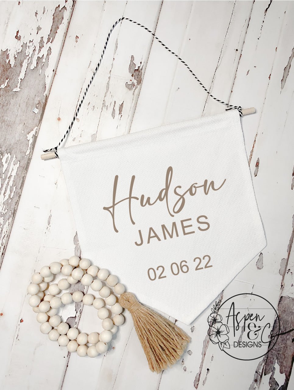 Personalized Hanging Canvas Wall Banner - Aspen & Co Designs